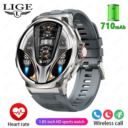 LIGE 1.85 Inch Smart Watch Men 710mAh Battery Long Standby Bluetooth Call Smartwatch New Fitness Watch Sport Tracker Andriod IOS