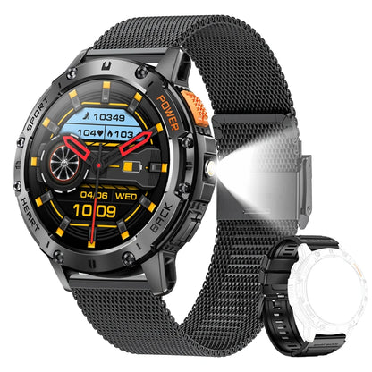 LIGE New AMOLED Smart Watch Men with Flashlight Sports Waterproof Fitness Tracker Bluetooth Call Smartwatch Man For Android ios