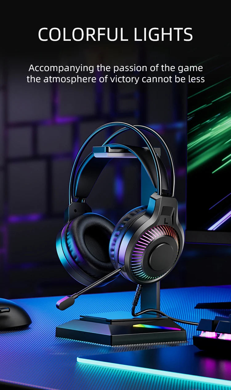 Goldpo G20 Gaming Headphones For PC/PS4/PS5 7.1 Surround RGB Gaming Headset Gamer USB Wired Headphones with Noise Cancelling Mic