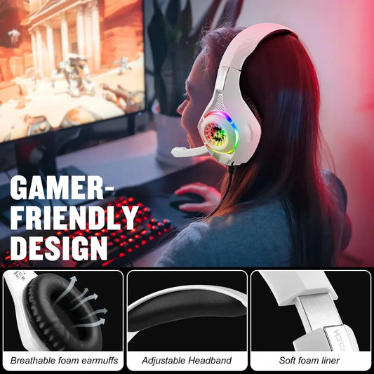 Gaming Headset Gaming Headphones with Noise Canceling Mic Deep Bass Stereo Sound  for PC Computer Ps5 Switch Mobile