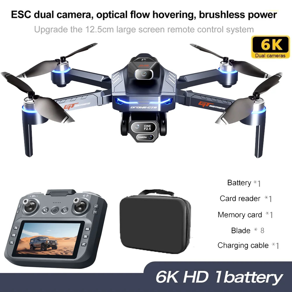 New GT8 Drone 8K Professional HD Camera Aerial FPV Intelligent Avoiding Obstacle Large Screen Remote Control Folding RC Dron Toy
