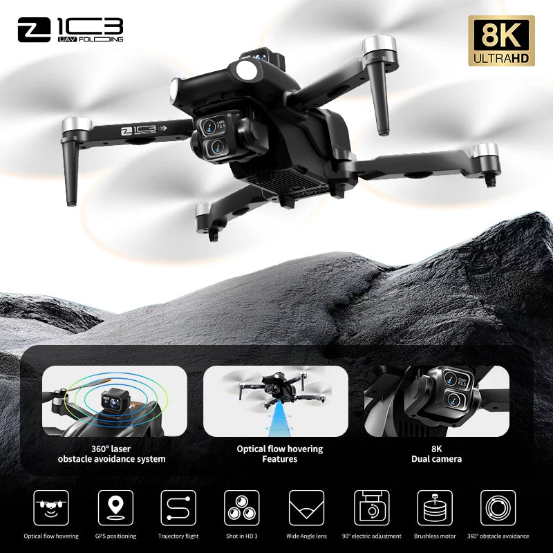 Z103 Pro MAX GPS Drone 8K Professional HD Dual Camera With Screen 5G WIFI Laser Obstacle Avoidance Brushless Rc Quadcopter Drone