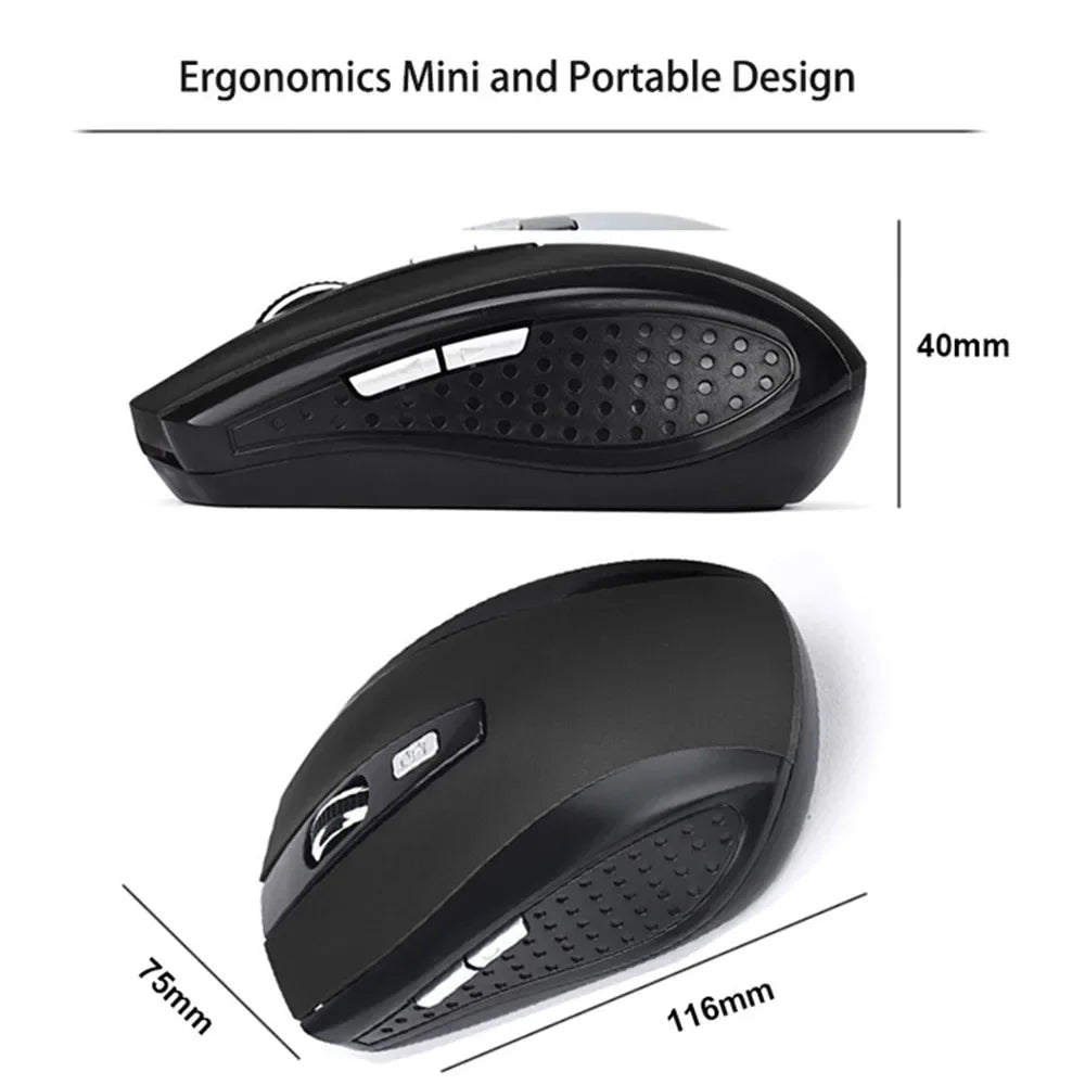 2.4G Wireless Mouse Gaming Mice Adjustable 1600DPI Optical Office Mouse Ergonomically-designed Mouse for Notebook PC MacBook