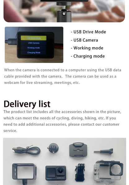 CERASTES Action Camera 5K 4K 60FPS WiFi Anti-shake Dual Screen 170° Wide Angle 30m Waterproof Sport Camera with Remote Control