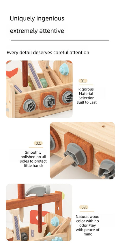 Wooden Tool Toy Set Includes a variety of tools like hammers and wrenches Kids can pretend to be little craftsmen and have a bla