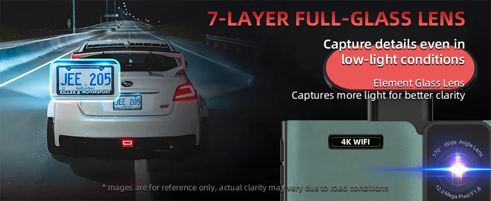 Dash Cam 4K Ultra High Definition Support Speed Real Display Loop Recording Optional 2.5K Rear Camera Driving Recorder