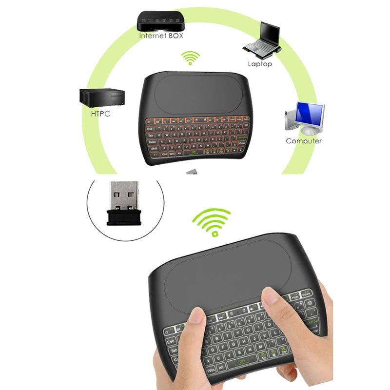 Mini Keyboard with Touch Pad 79 Keys 2.4G Wireless Colorful Backlight Rechargeable Keyboard Computer PC Laptop Portable Keyboard