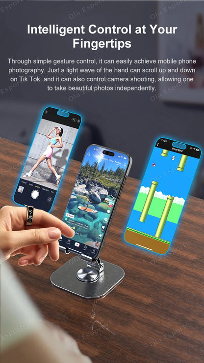 New Smart Ring Men Women Display Screen Gesture Swipe Video Smartring Waterproof Heart Rate Sleep Monitor Rings For Android IOS