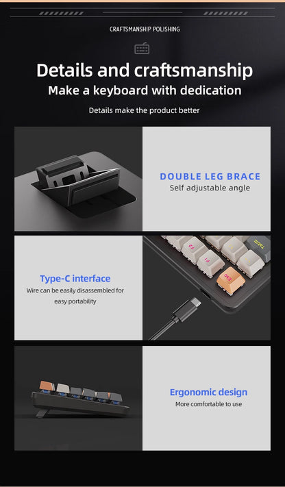 75% Mechanical Keyboard Wired with Media Knob, APAYADO Black Gaming Keyboard,Hot-Swap,ABS Cap Transparent Character Backlighting