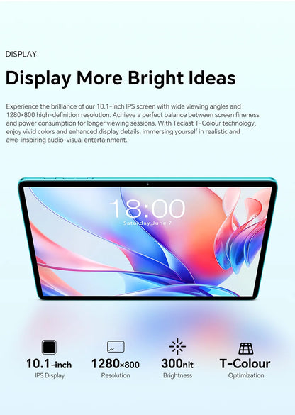 Teclast P30 Tablet  Allwinner  1.6GHz/ 4GBRAM/64GB ROM/10.1inch 1280×800iPS/WIFI/6000mAh/Type-C/5MP+2MP Camera/Android 14)