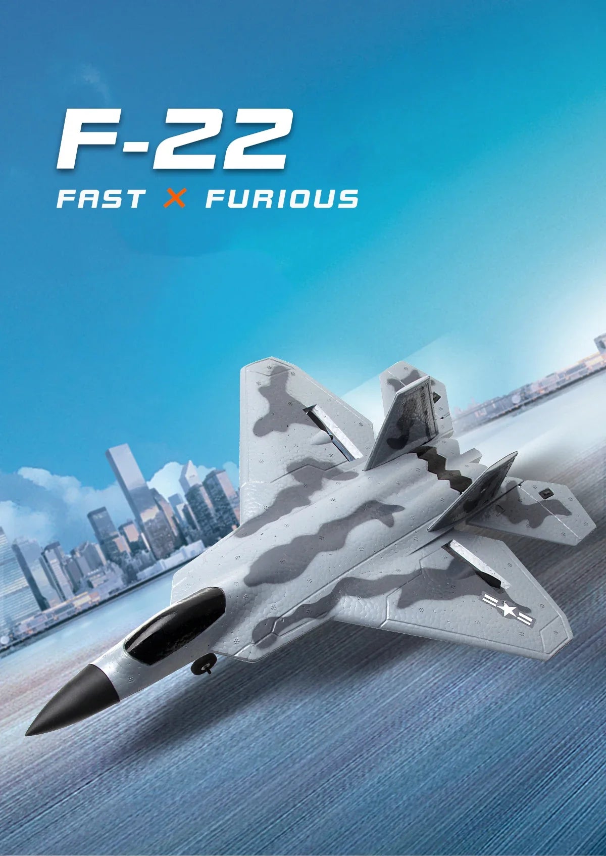 Foam RC Aircraft F22 Fighter Raptor Series FX-822 With Light 2.4Ghz 2CH Foam Drone Ready To Fly Airplane Toy Boy