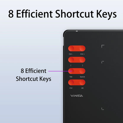 Graphics Drawing Tablet 7.6 x 5.6in Digital Art Tablet Supports 16384 Levels w/ 8 Hot Keys and Battery-free Pen Windows Android