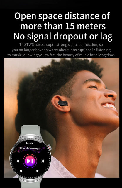 LIGE 2025 Smart Watch 2 in 1 With Earphone Smartwatch Bluetooth Call Men Watch AI Voice Heart Rate Monitor Play Music SmartWatch