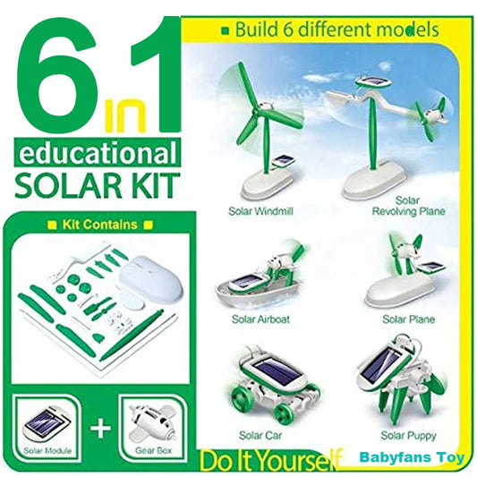 New Toys DIY 6 IN 1 Solar Powered Diy Robotic Kit  Educational   Electric Car Boys Gift  Toy for Kids