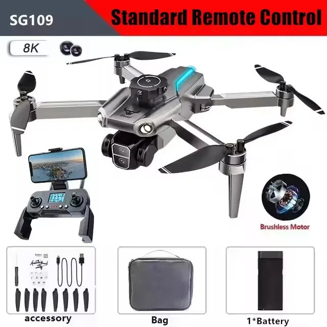 Professional SG109 MAX GPS Drone 8K Camera Aerial FPV Brush Avoiding Obstacle with Large Screen Remote Control Folding Dron