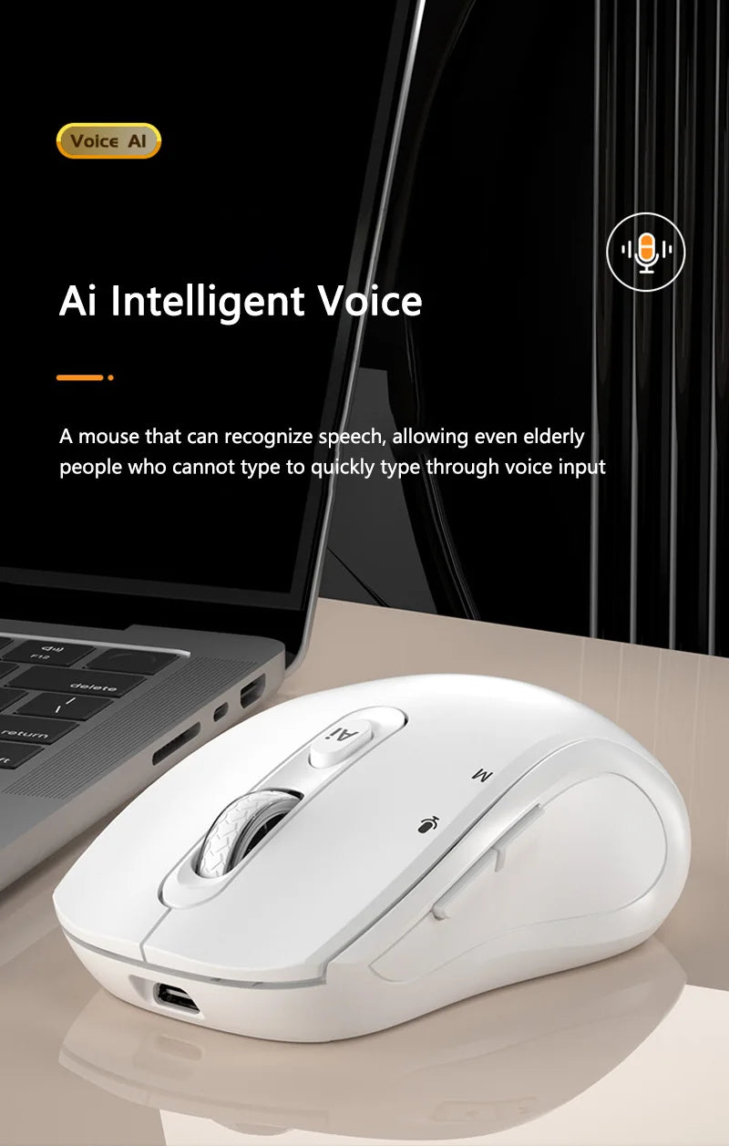 Intelligent Mouse Wireless Bluetooth Dual Mode Mute Rechargeable Mouse Voice Typing Translation Writing Office Universal