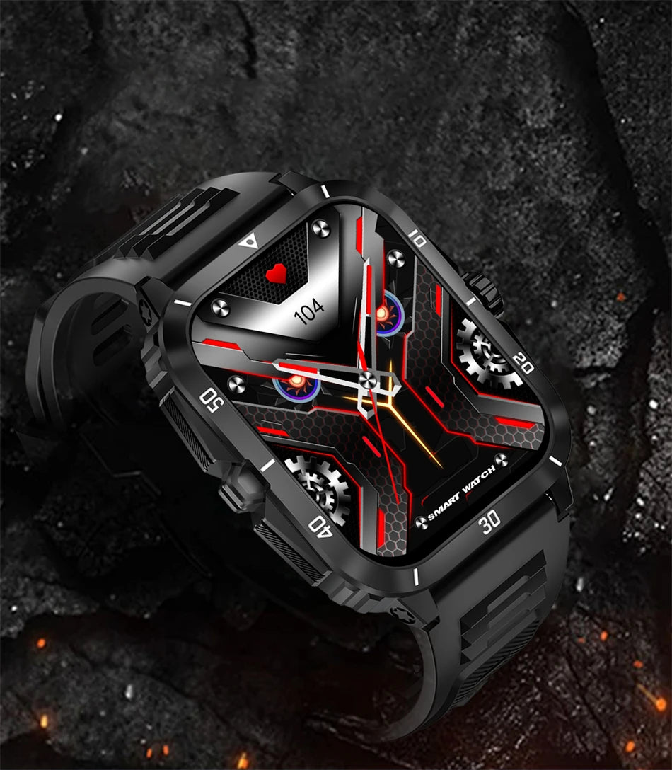 3ATM Waterproof Smartwatch Men 1.96 Inch HD Screen GPS Sports Fitness Tracker Health Monitoring Bluetooth Call Sport Smart Watch