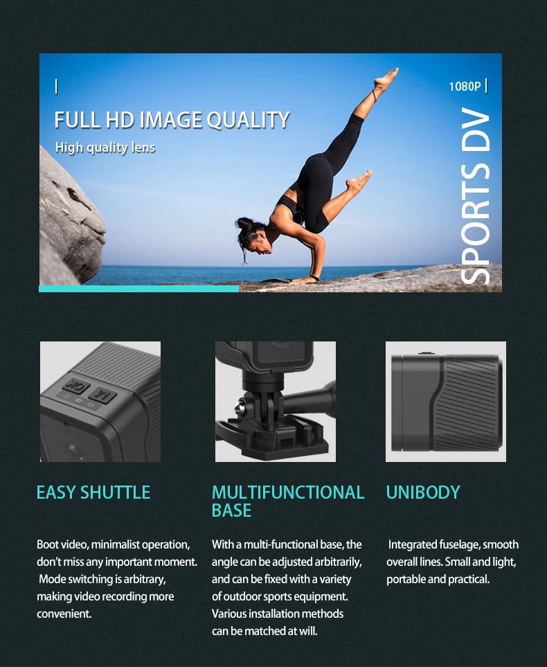 1080P HD Portable Sports Mini Camera with Hotspot WiFi Waterproof Camera, Motorcycle and Bike Camera Anti Shake Outdoor Sports