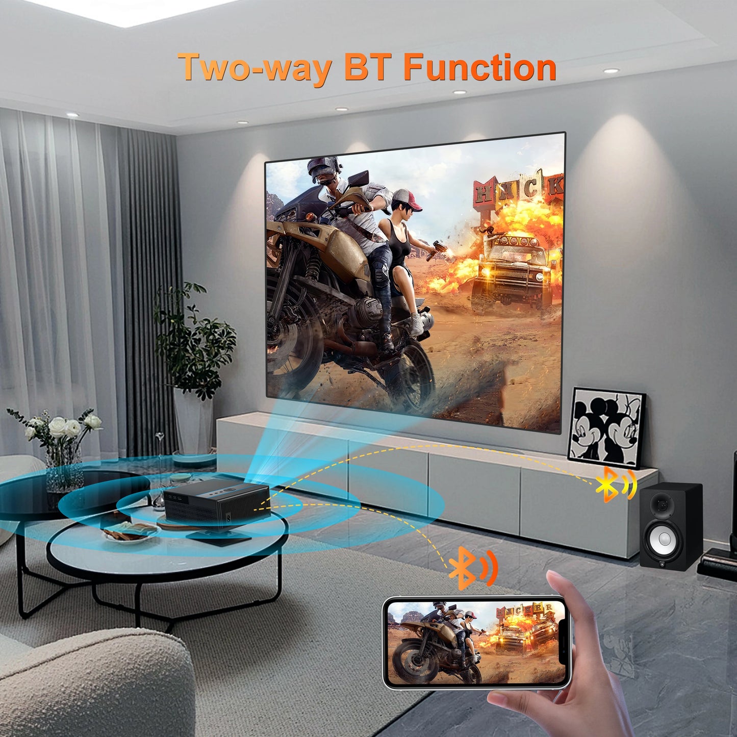 Digital Projector Support Projectors 4k Portable Autofocus 380Ansi Android 13 WiFi 11 BT5.2 Home Portable Mini Projector