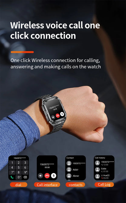 LIGE 1.91-inch Screen Men Smart Watch Led Lighting IP68 Waterproof Watch Outdoor Sport Health Monitor Smartwatch For Android IOS