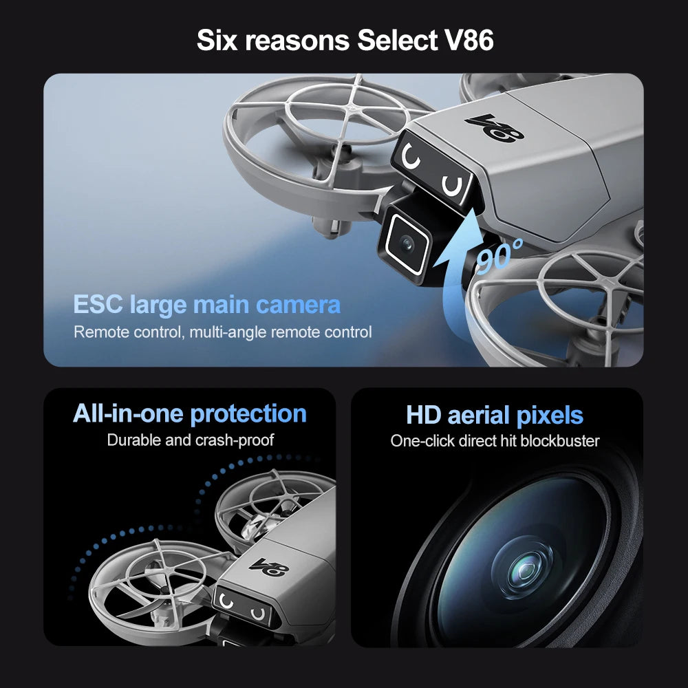 Xiaomi V86 Mini RC Drone 8K Aerial HD Intelligent Obstacle Avoidance Screen Remote Control Brushless Power GPS Helicopeter UAV