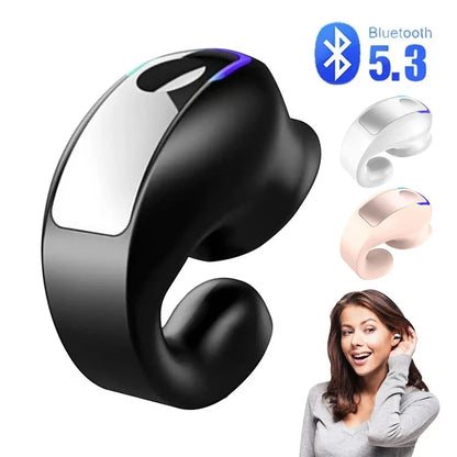 Ear-Clip Wireless Headsets TWS Bass Music Earring Bluetooth 5.3 Earphones Single Sport Headphone With Mic Touch Business Earbud