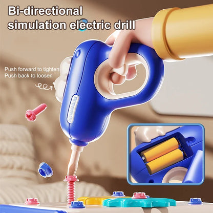 Children's Tool Set with Electric Toy Drill Kids Power Construction Toy Pretend Play Toy Tools Kit for Toddler Boys Girls Child
