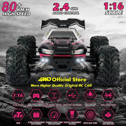4WD Remote Control Car Off Road 4x4 RC High Speed Buggy Truck Super Brushless 50 or 80KM/H Fast Drift Racing Toy Kids Adults