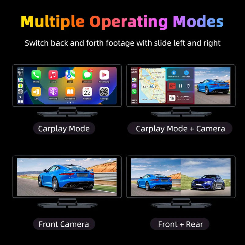 4K Dash Cam 10.26 inch Carplay & Android Auto Car DVR Video Recorder Dahscam Camera 5G Wifi GPS Navigation FM AUX 360 ° Rotation