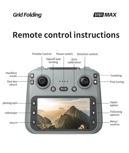 Original Mini Drone Flying Camera S161 RC Dron 8K HD Aerial Photography Pocket UAV with Screen Control Brushless Full Enclosure