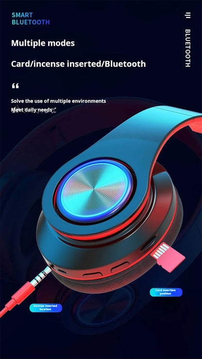 Headsets Gamer Headphones Blutooth Surround Sound Stereo Wireless Earphone USB With MicroPhone Colourful Light PC Laptop Headset