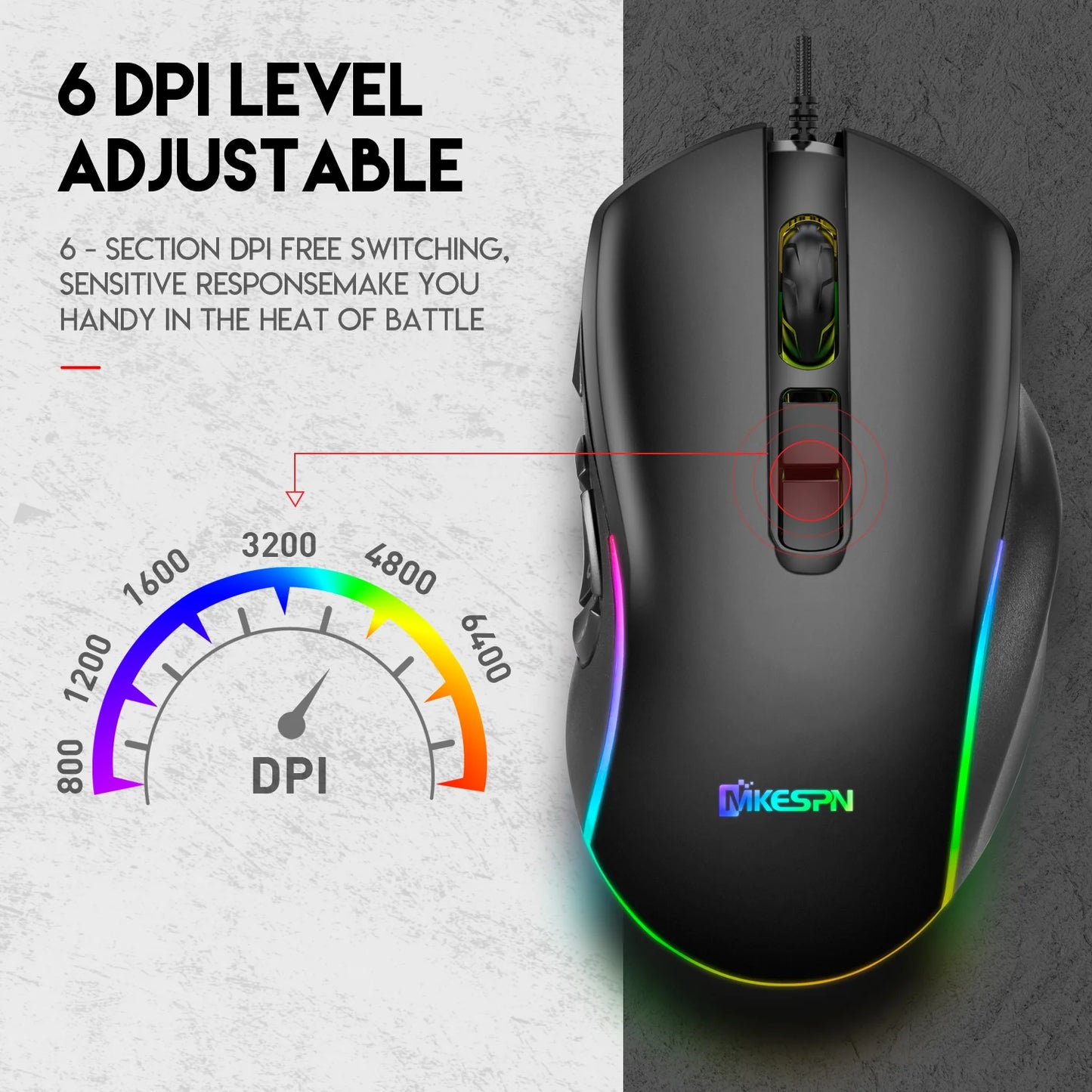Gaming Ergonomic Mouse RGB Gaming Wired Mouse with 12800 Adjustable DPI, 10Programmable Buttons,for Gamer Office
