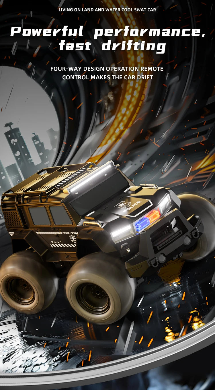 Rc Car Waterproof Amphibious 4Wd Off-Road Vehicle Remote Control Water Land Crawler Stunt Climbing Truck Toys for Boys Children