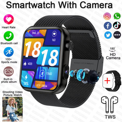 2025 New Smart Watch Men Women Camera Take Photos Record Video Health Monitor Sports Fitness Waterproof BT Call Smartwatch