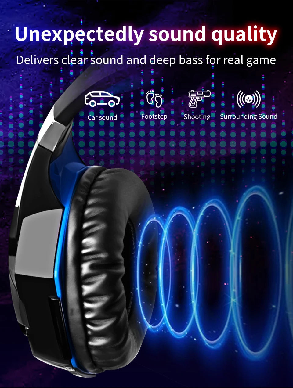 G2000 Gaming Headsets Big Headphones with Light Mic Stereo Earphones Deep Bass for PC Computer Gamer Laptop PS4 New X-BOX