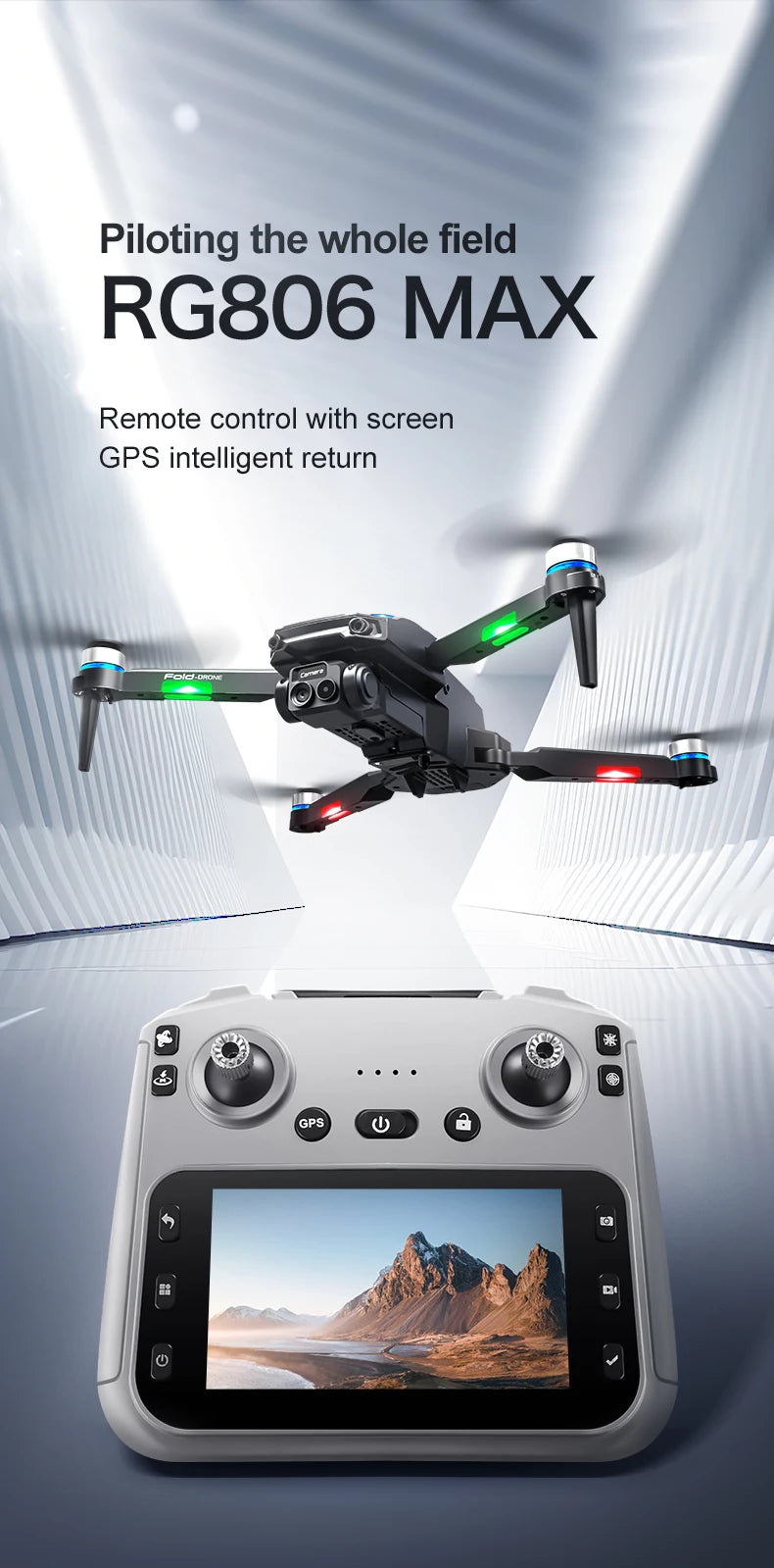 RG806MAX Drone 4K GPS Aerial Photography Optical flow hover Control Obstacle Avoidance Brushless 4-axis With screen Drones Toys