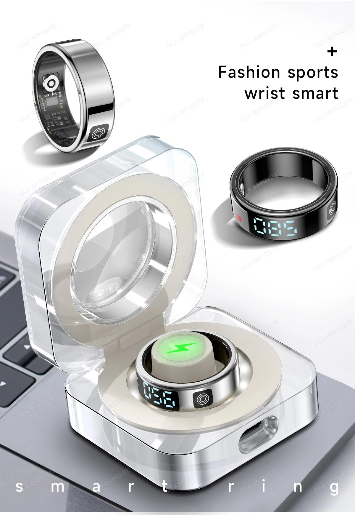 2025 Smart Ring with Display Screen and Touch, Wireless Charging, Health Manager, 5 ATM Waterproof For Men Women Rings R12 R11