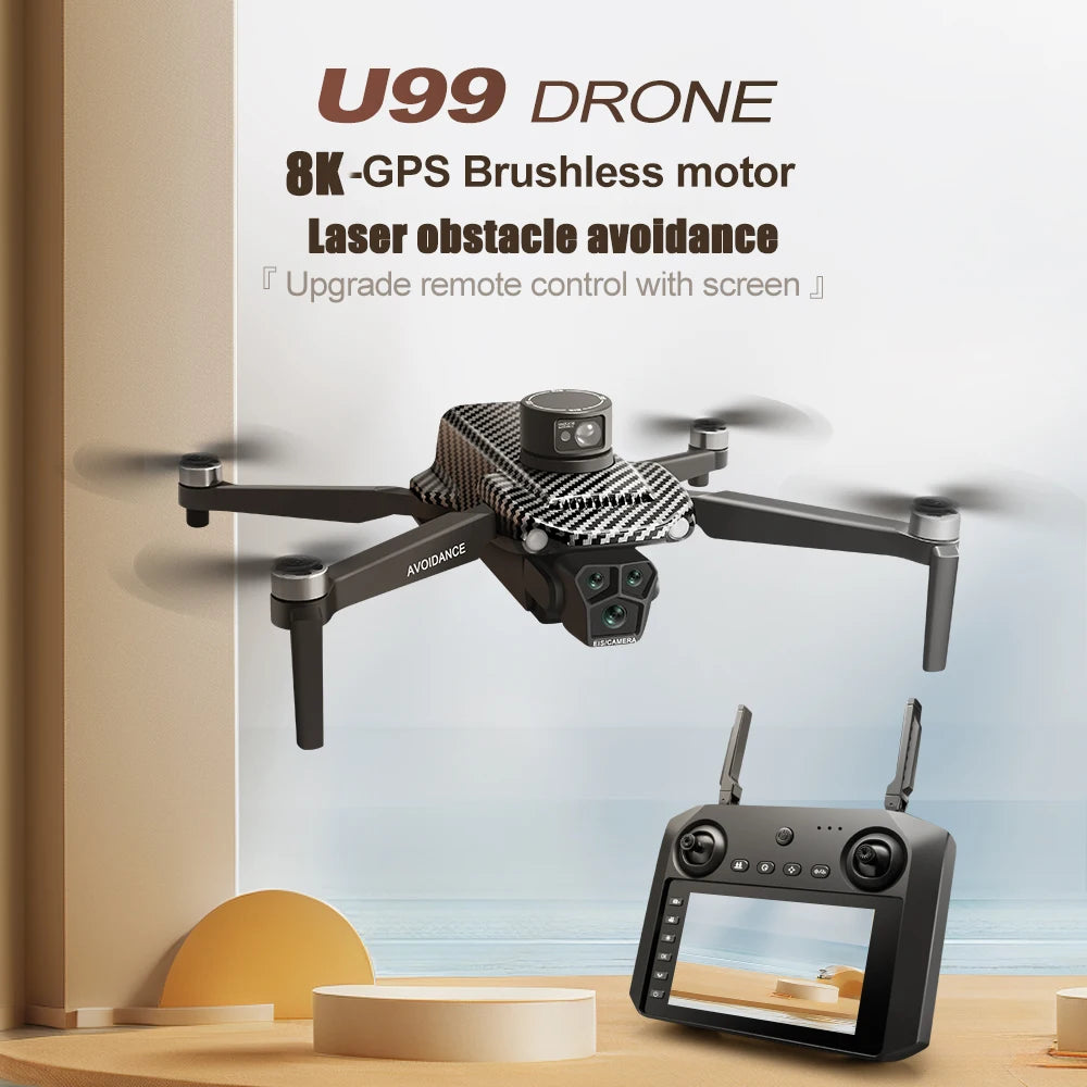 Professional GPS Drone 2025 U33 U99 with 8K Camera 360 Laser Obstacle Avoiding Touch Screen Brushless Motor FPV 5G RC Dron Toys