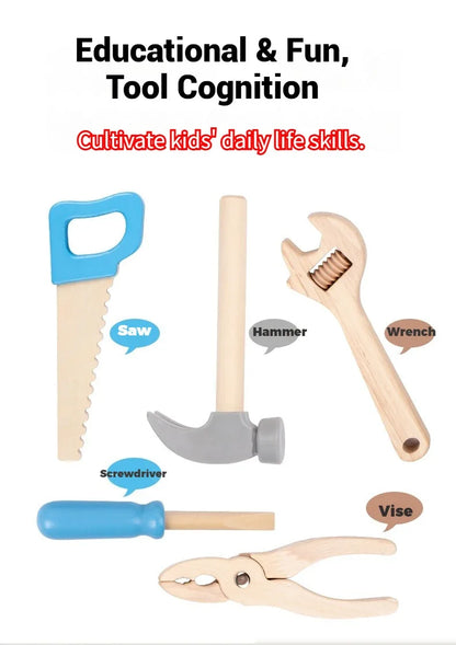 Tool Bench for Kids Toy Play Workbench Wooden Tool Bench Workshop Workbench with Tools Set Wooden Construction Bench Toy for Boy