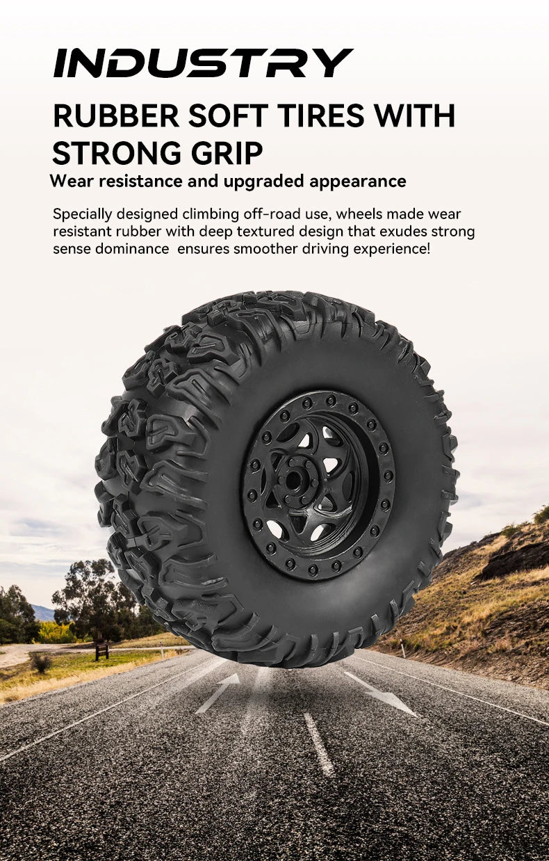 1/16 2.4G Aluminum Alloy RC Truck Six Wheel Military Edition with LED Lights Outdoor Remote Control Cars Toys Gift for Children