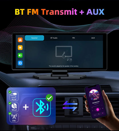 4K Dash Cam 10.26 inch Carplay & Android Auto Car DVR Video Recorder Dahscam Camera 5G Wifi GPS Navigation FM AUX 360 ° Rotation