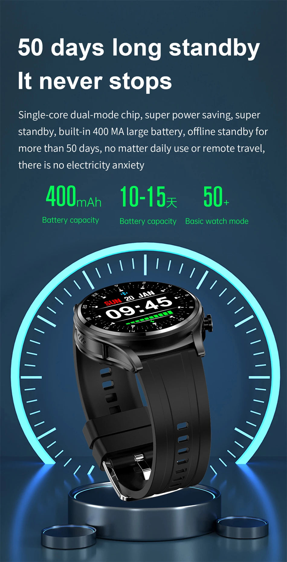 LIGE 2 in 1 Smartwatch Men 400mAh Battery Bluetooth Call With TWS Headset NFC Music Control 100+ Sport Mode Waterproof Watch Man