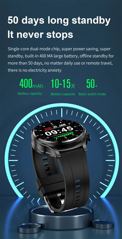 LIGE 2 in 1 Smartwatch Men 400mAh Battery Bluetooth Call With TWS Headset NFC Music Control 100+ Sport Mode Waterproof Watch Man