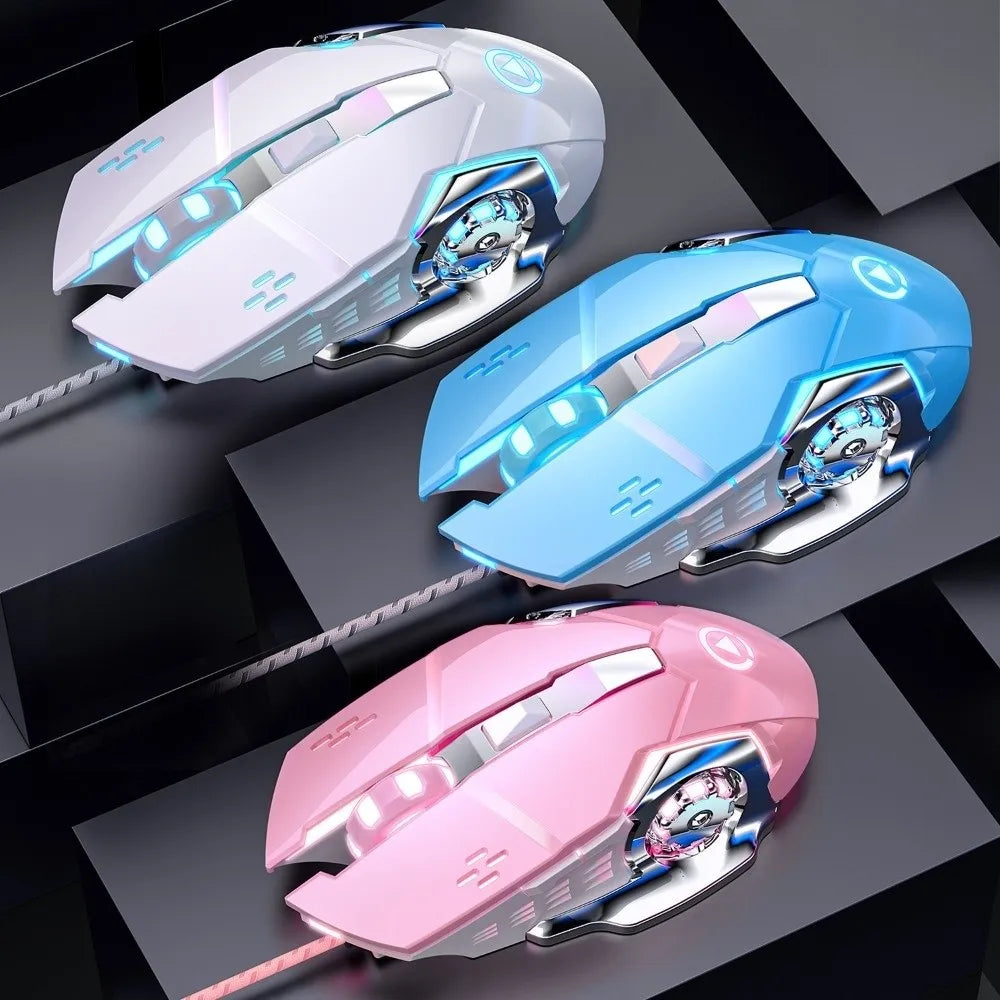 Fluent Colorful Light Wired Mouse 7-Color with Sound USB Mouse Cool Illuminated Mechanical Mouse PC Laptop