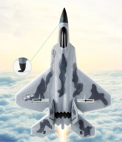 Foam RC Aircraft F22 Fighter Raptor Series FX-822 With Light 2.4Ghz 2CH Foam Drone Ready To Fly Airplane Toy Boy