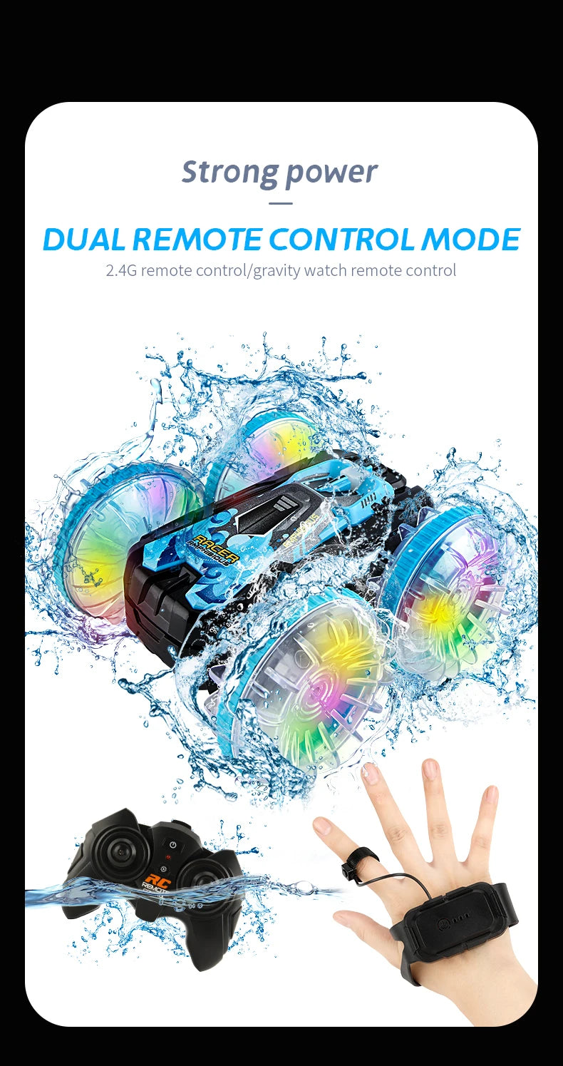 New RC Stunt Amphibious Stunt Off-road Electric Remote Control Vehicle Double-sided Tumbling Car Children's Lighting Toys Gifts
