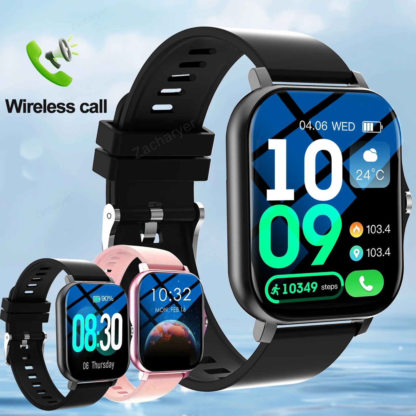 Smart watch, wireless calling /dial, multi -Sport mode, calling reminder and rejection,information reminder, Various APP Reminde