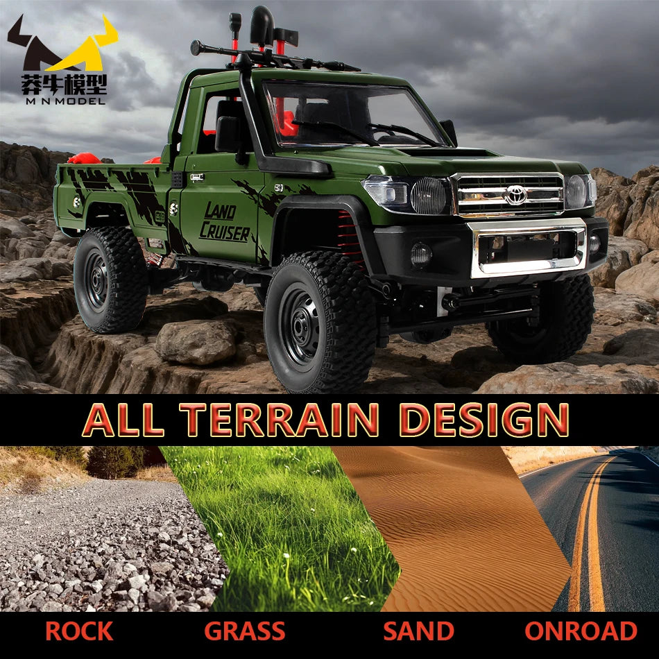 MN MODEL RC 1:12 4x4 Jungle Diving Car Climbing Off-road Wading Vehicle Rock Crawler Shovel Tool Box Truck Toy for Adult Gift