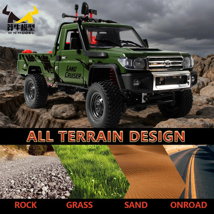 MN MODEL RC 1:12 4x4 Jungle Diving Car Climbing Off-road Wading Vehicle Rock Crawler Shovel Tool Box Truck Toy for Adult Gift