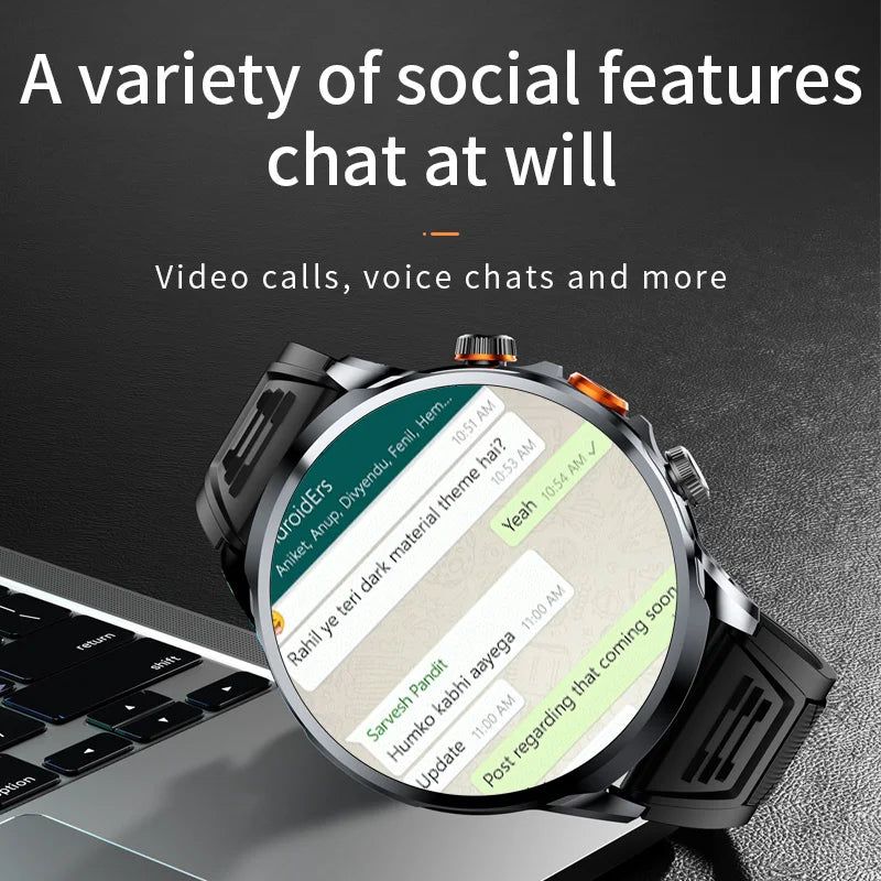 2024 H18 Smart Watch 1.85'' Large Screen HD Display 5G SIM Card WIFI Video Call Side Camera Fitness Tracker Pedometer for Men